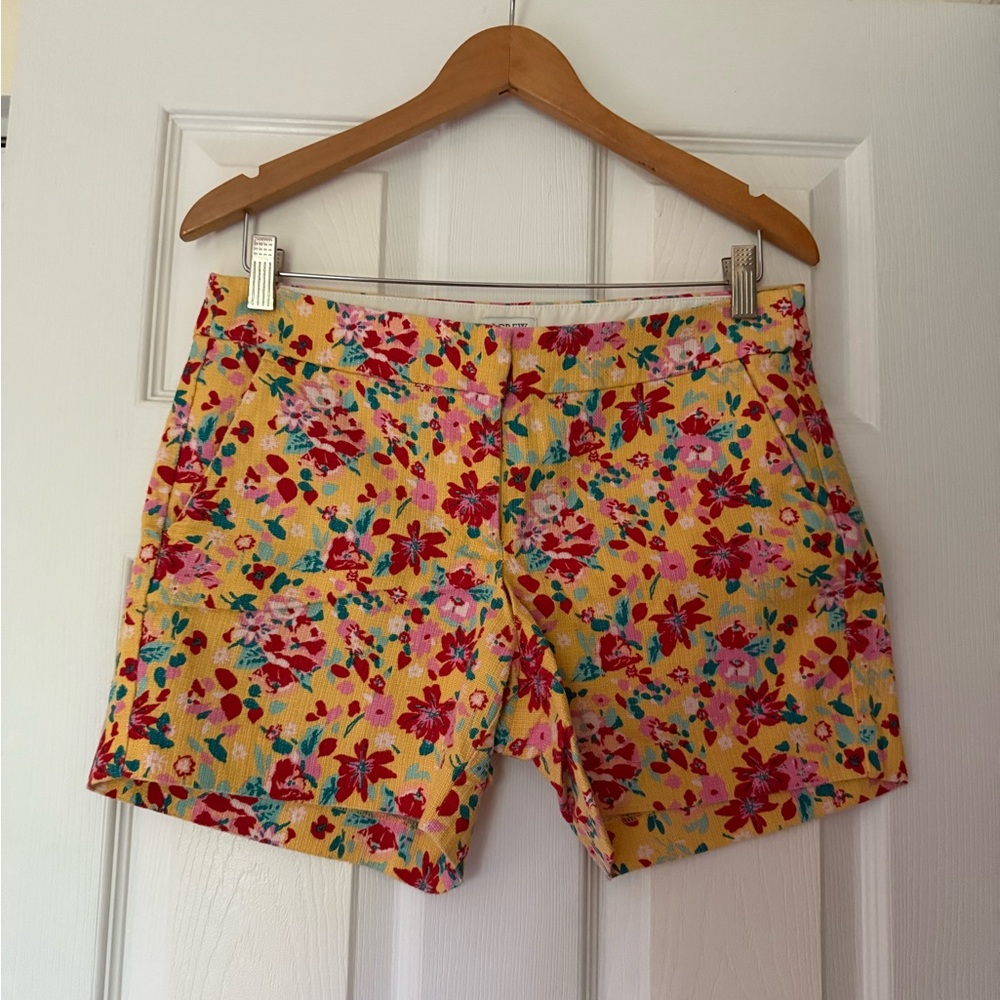 J. Crew Yellow and Red shorts -  Vibrant Summer Style